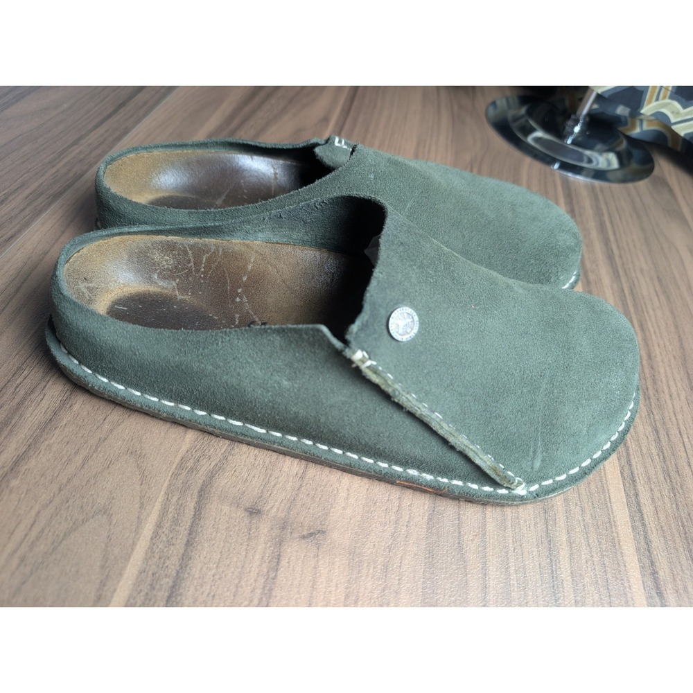 Birkenstock Boston Clogs Green Suede Leather Slip On Shoes EU41 US Women 10 Men8 - Picture 3 of 8